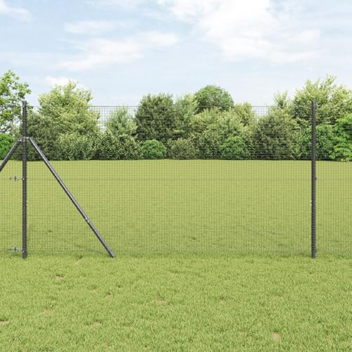 Générique Grillage en Fil soudé avec 13 poteaux Gris 1,2x25 m en Acier,Panneaux de clôture,28.31KG-3351849