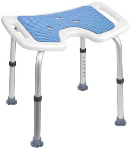 KSITEX Shower Stool Lightweight U-shaped Shower Chair,Non-Slip Bath Seat for Inside Shower or Tub, Medical Hygiene Cutout Bath Stool for Adults,Child,Elderly Blue