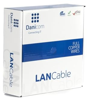 Danicom DANICOM CAT6A S/FTP Cable de 50 m en rollo Stug - LSZH (Dca), POE, Ethernet, LAN, Cable de parche, Cable de datos, RJ45, para Armario de Servidores, Switches, Router, Módems!