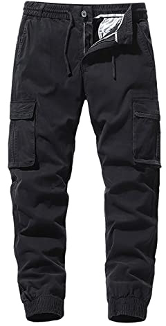 Pantaloni della tuta cargo casual da uomo multi tasca Tether Tether Tether tasche all'aperto escursionismo lavoro pantaloni della tuta, Nero , 50