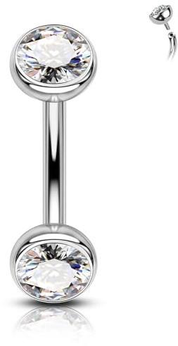 CM Crareesi Mania G23 Titan Rook Piercing gioielli 16 G Piercing per sopracciglia trasparente CZ Vertical Labret Piercing Helix cartilagine Curved Barbell con filettatura interna per labbra gioielli