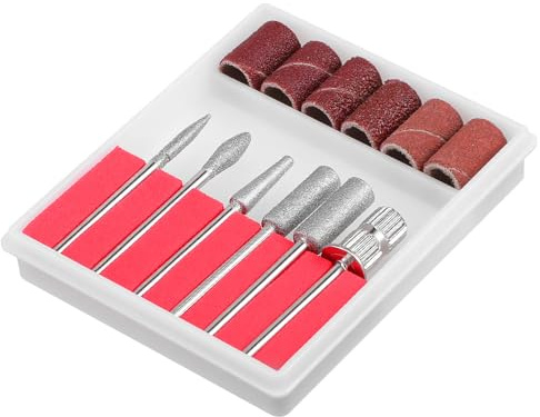 6 Pièces Embouts de Fraise à Ongles Électrique avec Anneau de Ponçage 180/320 Professionnel pour Art Acrylique Manucure & Pédicure Kit d'Embouts de Fraise pour Salons de Manucure et Beauté