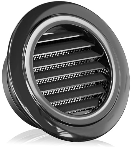 HG Power Schwarz 150mm Lüftungsgitter mit Insektenschutz Fliegengitter, Weiß Abdeckung Lüftungsrohr Round Soffit Vents, ABS Entlüftungsabdeckung für Garage, Bad, Küche, Außenwände, Trockner, Dachboden