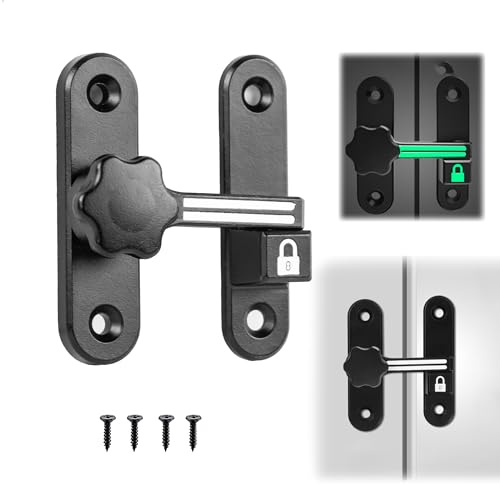 Cierre Puerta Corredera, Luminoso Pestillo Puerta Corredera, Cerradura Puertas Interior 90/180 Grados, Cerrojo Puerta Antirrobo con Tornillos, Pestillos para Puertas para Cocina Baño Dormitorio
