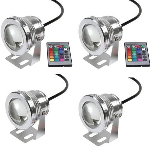 QICBYING 4 Piezas Focos Sumergibles - Lámpara Subacuática De 10W, Luces LED Para Piscina, Foco Subacuático De Superficie Impermeable IP68, Iluminación Para Estanques(10w (24V))