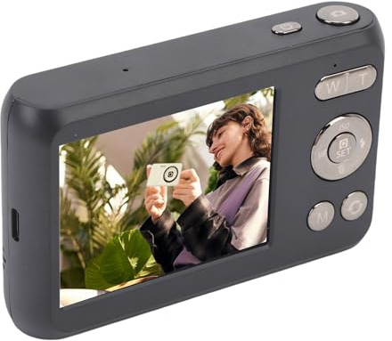 Tbest Cámara Digital de 64MP Vídeo de Viaje con Enfoque Automático 4K Zoom 16x Fotografía con Pantalla de 2,7 Pulgadas (Black)