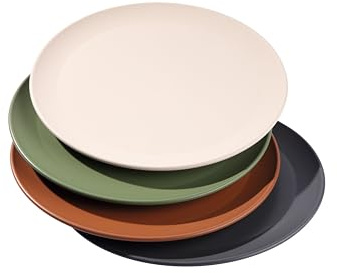 reMAIN MAINplate Campingteller 23 cm, 4er-Set, Anthrazit | Stapelbare Mehrwegteller aus recyceltem Kunststoff – spülmaschinen- und mikrowellengeeignet für Camping & Outdoor