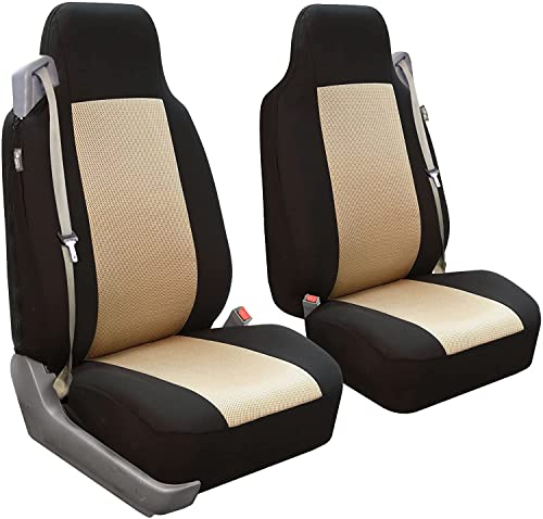 FH GROUP Lot de 2 Housses de siège Avant en Tissu pour sièges baquets, Ajustement Universel, Lavable, pour SUV, berline, camionnette, Beige