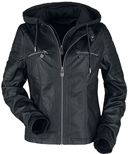 Black Premium by EMP Donna Giacca nera in similpelle stile biker L