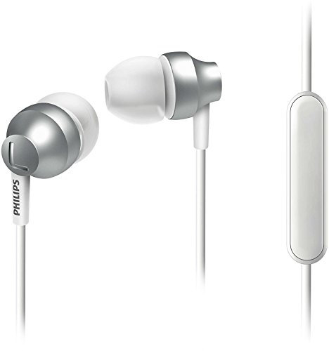 Philips Chromz SHE3855SL Auricolari con Microfono, Isolamento Acustico, 3 Cuscinetti Intercambiabili, Argento