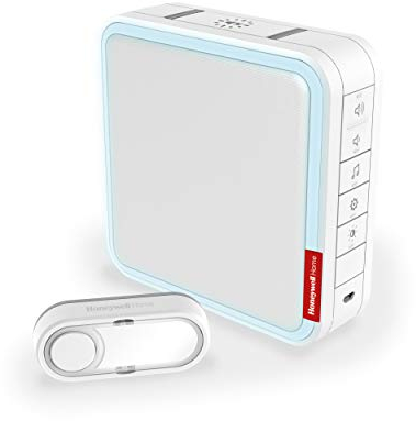 Honeywell Home DC917S Serie 9 Tragbar, Funk-LED-Gong mit Klingeltaster & anpassbarer MP3-Melodie (weiß)