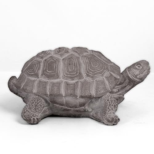 Modern Small Standing Turtle Figurine, Unique Cement Figurines, Handcrafted Decorative Washed Concrete Finish White Sculpture for Home, Garden,Office: 12.50x9.00x5.75H