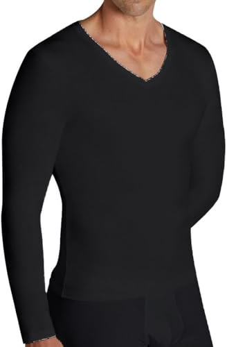 YSABEL MORA Camiseta Interior Manga Larga Cuello Pico Hombre Comodidad y Estilo Confeccionada en Algodón Natural Ajuste Versatilidad y Suavidad para Uso Diario.