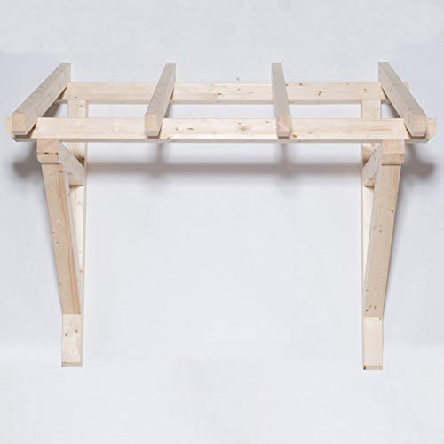 TUGA - Holztech Leimholz Balken 100x100mm Pultdach Haustürvordach Tür Haustür Überdachung Vordach Holz (Tiefe 100cm (Sparrenlänge), Breite Pfetten 150cm)