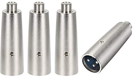 sourcing map XLR Mâle à RCA Femelle Adaptateur Stéréo Adaptateur Connecteur Mic 3 Pin 4Pcs 57 mm x 18.5 mm