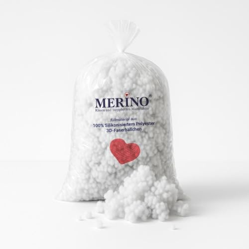 Merino-Betten Füllwatte 500g Beutel | Füllmaterial aus 100% Silikonisiertem Polyester Faserbällchen | Bastelwatte 3D Perlen super weich und formbeständig