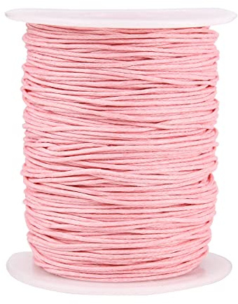 UR URLIFEHALL Ca. 90 m x 1 mm hochwertige rosa gewachste Baumwollschnur, Makramee-Handwerksschnur für Schmuckherstellung
