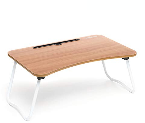 Giomel Tavolino Da Letto Vassoio Pieghevole Supporto Pc Portatile Vassoio da Letto Porta Tablet Leggio Standing Desk Tavolino Da Divano Scrivania Notebook di Legno 53,5 x 34 x 21-27 cm