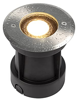 DAWALIGHT Recessed Ground GU10 5W LED Garden Light - IP67 Waterproof Outdoor Underground Round Walk Over Lighting for Pathway, Patio, Driveway - Mains Powered, Stainless Steel