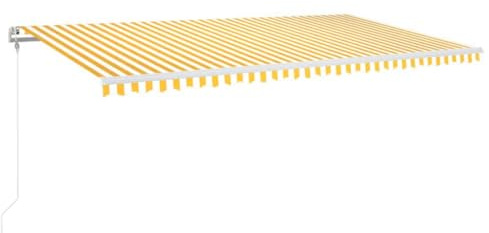 vidaXL Toldo automático LED Sensor de Viento Amarillo Blanco 600x350cm
