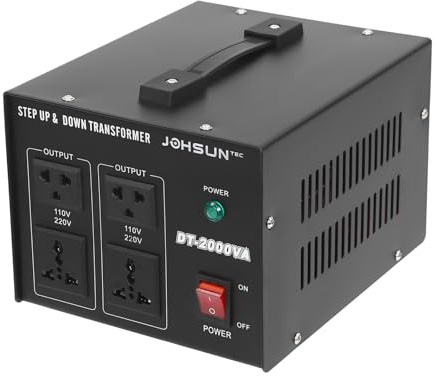Frederimo Trasformatore di tensione, convertitore Step Up/Down 110V⇋220V Konverter adattatore da viaggio per tutti i dispositivi elettronici ed elettrici (2000W), nero