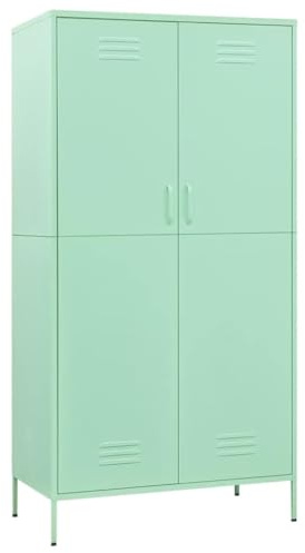 vidaXL Kleiderschrank Garderobenschrank Dielenschrank Schlafzimmerschrank Stahlschrank Lagerschrank Mehrzweckschrank Schrank Minzgrün 90x50x180cm Stahl