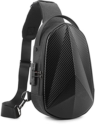FANDARE Diebstahlschutz Brusttasche Sling Daypacks mit USB-Ladeanschluss Schultertasche Crossbody Bag Umhängetasche Sporttasche Wasserdicht Daypacks für Herren Damen Reisen Wandern Hiking Schwarz A