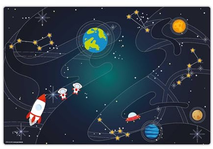 Schreibtischunterlage für Kinder - Weltraumabenteuer - aus premium Vinyl - Made in Germany - 60x40 cm