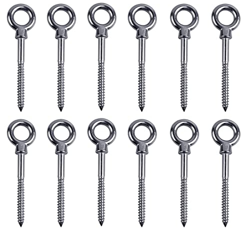 EFUTURETIME 12 x Ösenschraube M8 Holz Edelstahl mit Gewinde, Ringschraube Holzgewinde Augbolzen