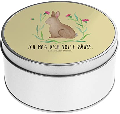Mr. & Mrs. Panda Blechdose rund Hase Sitzen - Ostergeschenke, Osterdeko, Geschenk, Metalldose, Osterhase, Geschenkbox, Osternest, Ostergeschenke,