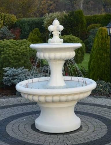 Casa Padrino Barock Springbrunnen Weiß Ø 120 x H. 157 cm - Prunkvoller Gartenbrunnen im Barockstil