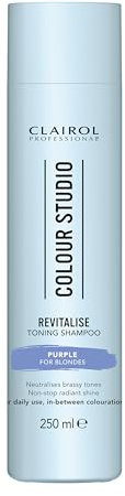 Clairol Professional Colour Studio | Step 3 Revitalise | Purple Toning Shampoo for Blonde Coloured Hair | Neutralises Brassiness | Non-stop shine | All hair types | Vegan | For Daily Use | 250ml
