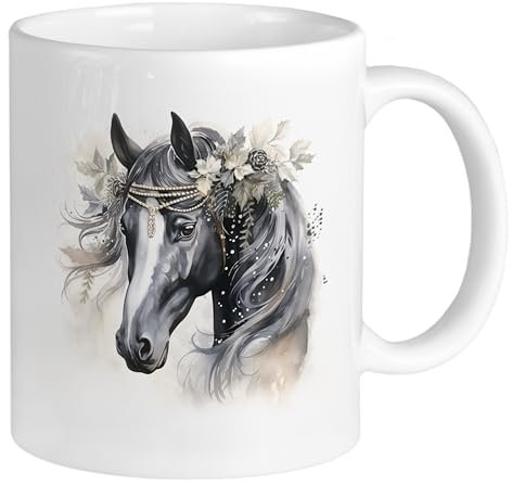 GRAZDesign Pferdetasse mit Namen personalisiert, Namenstasse für Kinder und Erwachsene, Kaffeebecher Keramik 330ml