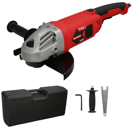 WOLFPACK LINEA PROFESIONAL Amoladora Angular 2.400 Watt. Disco Ø 230 mm. 6.500 R.P.M. Mango 3 Posiciones Eje M14 Protector Disco Ajustable, Anti arranque