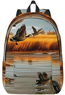 KCGSDEGV Reise-Laptop-Rucksack, Motiv: Jagd, fliegende Wilde Ente 5, aus Segeltuch, leicht, Schulrucksack, Business-Rucksack, Taschen für Männer und Frauen, Schwarz , M