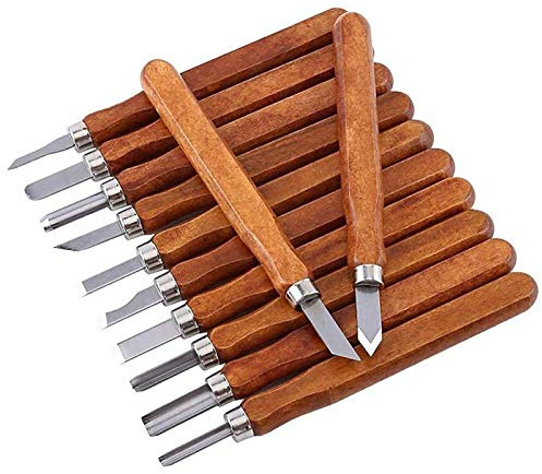 Set da 12 pezzi per intaglio del legno, scalpelli da intaglio professionali, kit di utensili per intaglio del legno in acciaio al carbonio, coltello da intaglio, scalpello per legno per intaglio fai