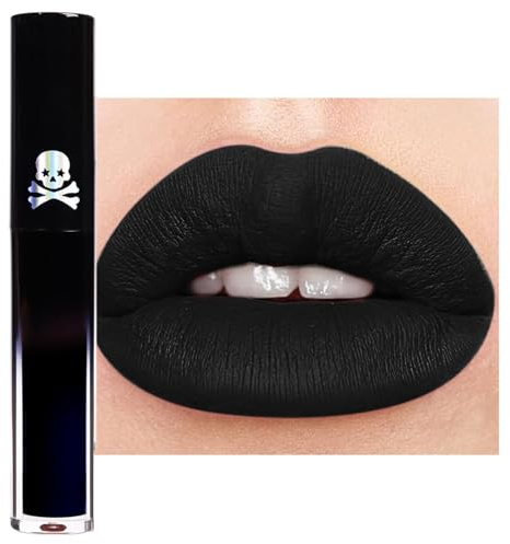 GL-Turelifes Halloween Lipgloss Matt Lippenstift wasserdicht Schwarz Grün Blau Lila Samt Lippenstift für Maskerade, SFX, Kostüm, Cosplay, Halloween Make-up (12, 1 Stück)