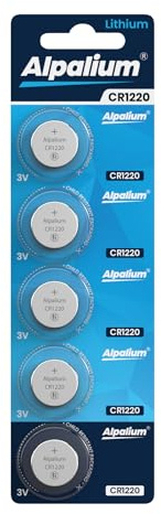 CR1220 Batterie Knopfzelle, 5er Pack, 3V Alpalium, Hohe Leistung für Fernbedienungen, Schlüsselanhänger, CPUs, tragbare und medizinische Geräte, CR 1220 Premium Qualität & Lange Lagerfähigkeit