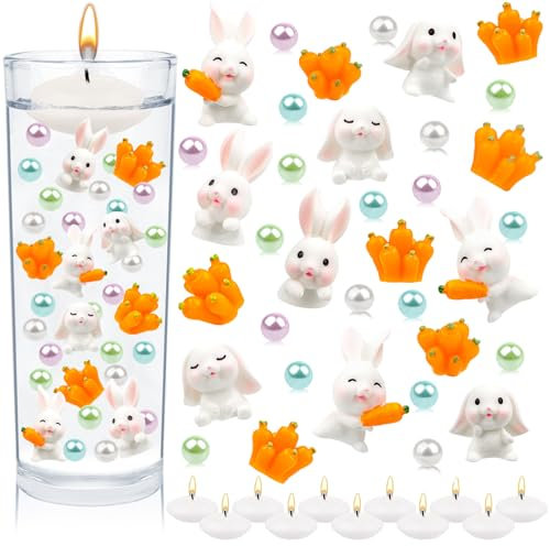 Larber 10136 Pezzi Pasqua Vaso di Riempimento Decorazione Multipla Perla Colorata Ciotola di Riempimento Coniglietto Carota Galleggiante Candela Vaso di Riempimento per la Festa di Pasqua Vasi Casa Ta