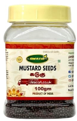 Swathi Mustard Seeds 100g Whole Mustard Seeds for Cooking, Pickling, and Spices Fresh, Aromatic, and Flavorful Indian Spices for Authentic Dishes Product From India Pack of 1