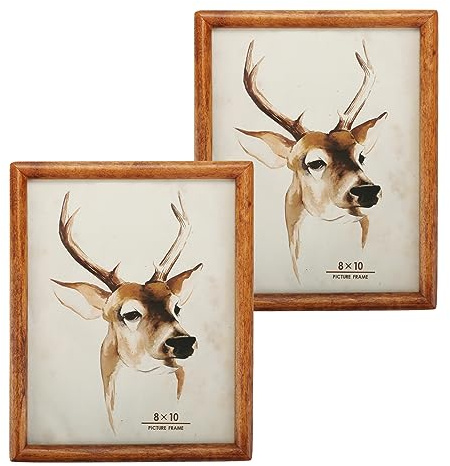 Icheesady Picture Frames, 8x10 inch, Solid Wood Brown Photo Frames Set of 2, Wall or Table Mount