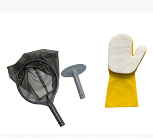 Fuhjythy Pool Cleaning Kit,3 Piece Spa Kit with Pool Skimmer,Scrub Brush&Sponge Gloves for Pool Hot Tub Spas