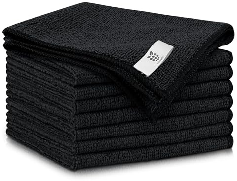 MÛRE & CO® 8 Bayetas de Microfibra Paño de Limpieza Multiusos para Superficies, Cocina, Baño, Coche | Bayetas Suaves, Absorbentes y Reutilizables. (Negro)