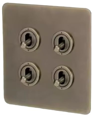 Asyduey Interruptor de Palanca de 220 V, Enchufes e Interruptores de Bronce Vintage, Interruptores de Luz de Pared, Interruptor de Atenuación, Placa de de Corriente de Pared, F
