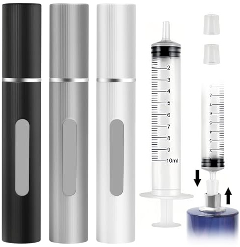 Maxumille 3Pcs Perfume Atomiser 8ml, Perfume Travel Bottle,Atomiser Spray Bottle,Refillable,Travel Aftershave Dispenser Bottle Easy to Refill,Travel Size Perfume for Women and Men (Black Grey Sliver)