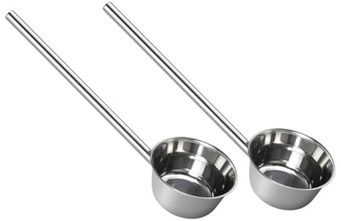 Veemoon Cucharones de Cocina y Sopa de Acero Inoxidable Mango Largo 14 Cm, Cucharones Metálicos Resistentes para Hogar y Restaurante, Set Práctico de 2 Piezas para Servir y Preparar Agua