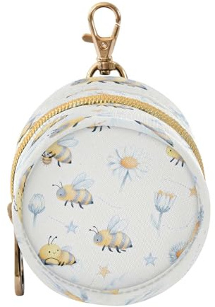 Grå och vit blomma och bi baby nappar hållare fodral bärbar myntväska plånbokväska, förvaring av små föremål estuche para chupones de