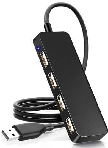 USB Hub, 4Port Hub Ultra Slim Portable USB Splitter for Surface Pro, Notebook PC, iMac Pro, MacBook Air, Mac Mini/Pro, Laptop, USB Flash Drives (4Port 3.3FT)