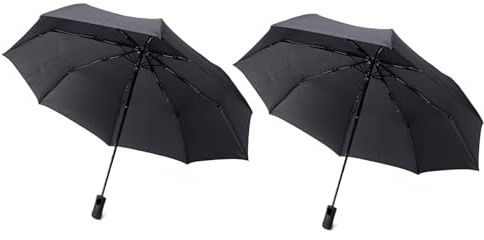 SuperGift.com Standard Umbrella, Black Wind-Resistant Canopy with Manual Open, Lightweight Everyday Rain Umbrella (2)