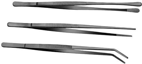 Confezione da 3 pratiche pinze per grigliate in acciaio inossidabile, lavabili in lavastoviglie, comode pinzette lunghe per uso in cucina, lavabili in lavastoviglie